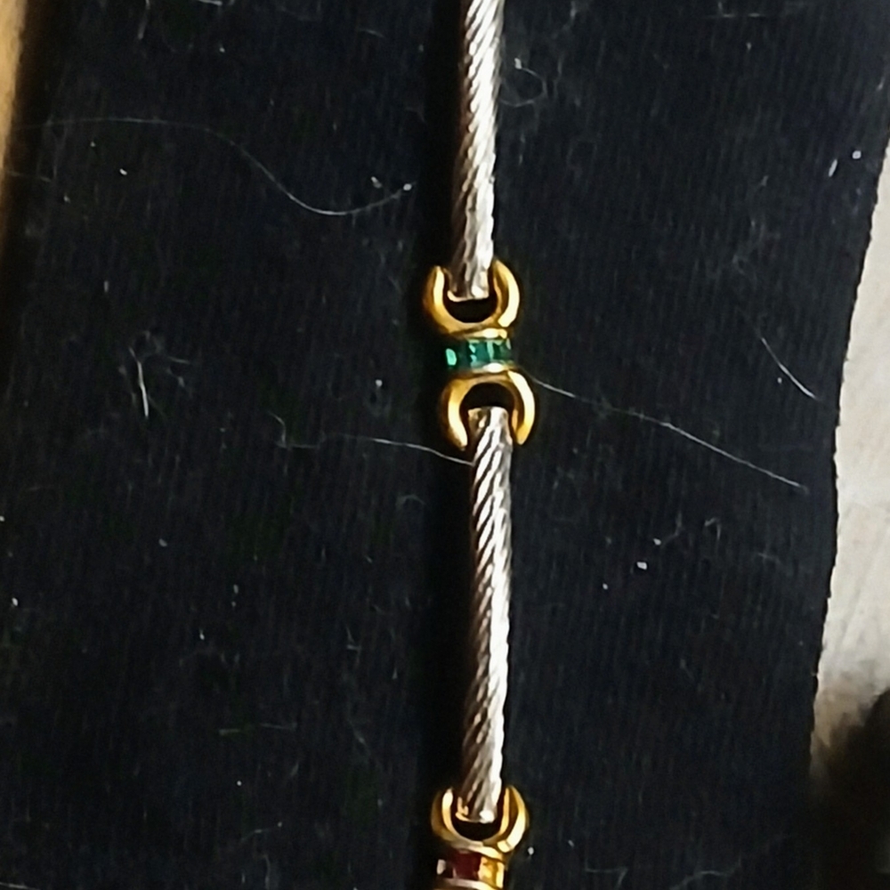 Unk Elegant Gold and Silver Bracelet with Green Highlights